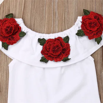 2-6Y pentru Sugari, Copii, Haine Fete Haine Seturi 2021 moda de Vara Pe Umăr 3D Rose Floare de Bumbac partea de Sus Fusta Costum Set