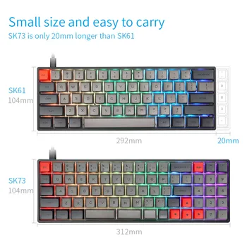 Tastatură Personalizate Kit GK73XS Hot Swappable RGB cu Fir Bluetooth în Modul Dual PCB Montare pe Placa de Caz Pentru Switch-uri MX 68% Tastatura