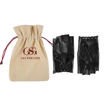 GSG Moda pentru Femei din Piele fara Degete Mănuși de Conducere Motocicleta Necăptușit Moda Jumătate Degetul Mănuși Negre