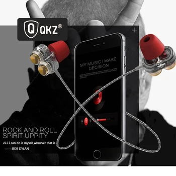 Autentic QKZ KD7 Căști Dual Driver Cu Microfon gaming headset mp3 DJ Domeniul Cască fone de ouvido auriculares