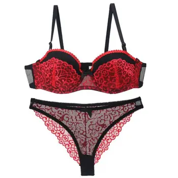 2019 Elegant set de sutien pentru femei 1/2 trace + lace push-up sexy de lux și romantic seturi de lenjerie de corp