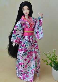 Manual de Papusa de Moda Haine Costum Tradițional Japonez Kimono Rochie Pentru Papusa Barbie Pentru 1/6 BJD Păpuși Cosplay Costum Copil Jucărie