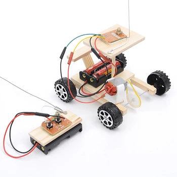 1 buc Model de Kit de Copii Fizice Experimente științifice Set de Jucării de Asamblat Masina Jucărie de Învățământ Lemn DIY de la Distanță fără Fir de Control de Curse
