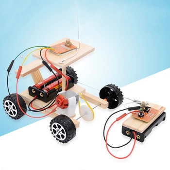 1 buc Model de Kit de Copii Fizice Experimente științifice Set de Jucării de Asamblat Masina Jucărie de Învățământ Lemn DIY de la Distanță fără Fir de Control de Curse