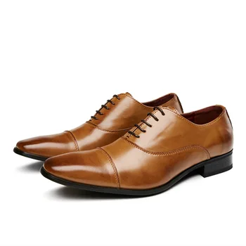 Nouă Bărbați pantofi Rochie formale pantofi barbati e Manual de afaceri, pantofi nunta, pantofi de Dimensiuni Mari din Piele Dantela-up de sex Masculin