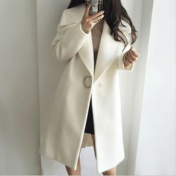 GOOHOJIO de Iarnă Elegant Amestec de Lână Femei Moda coreeană Haine Lungi Vintage, Minimalist Palton de Lână Cămilă Supradimensionat Uza