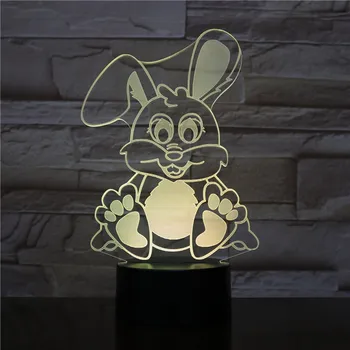 Porc Iepure Bufnita Cal Panda 3D Lampa Neon Led Lumina de Noapte USB 7 Culori Schimbare Lampa de Masa Copii copii Copii Cadou de decorare Dormitor