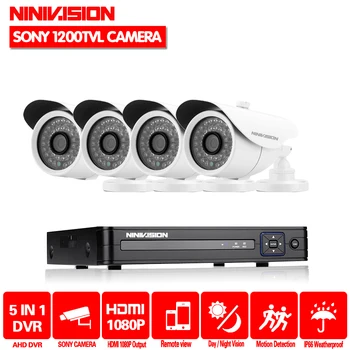 NINIVISION HD 1080P HDMI 4ch Sistem CCTV cu 4 canale DVR KIT 720P Video Recorder cu 1200TVL de Securitate aparat de Fotografiat de Supraveghere Acasă