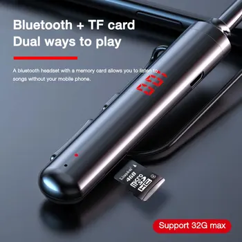 EARDECO 60 de Ore Rezistenta Bluetooth Căști Stereo Bass Wireless Căști cu fixare pe gât Putere cu LED-uri de Afișare Cască TF Card Magnet