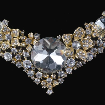 De lux Femei de cristal seturi de bijuterii de nunta nupțial colier cercei aur placate cu Partidul accesorii Bijuterii pentru mirese