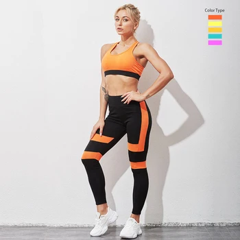 Femei de Moda de Cusut Cool Costume de Sport Yoga Set Sport Îmbrăcăminte uscare Rapidă de Înaltă Elasticitate Costum de Jogging de Sus și Jambiere
