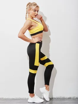 Femei de Moda de Cusut Cool Costume de Sport Yoga Set Sport Îmbrăcăminte uscare Rapidă de Înaltă Elasticitate Costum de Jogging de Sus și Jambiere