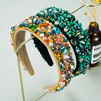 Retro Stil Baroc Cristal Stras Benzi De Lux Stras Colorate Hairband Pentru Femei, Fete, Bijuterii, Pălării, Accesorii De Par