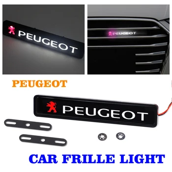 1BUC Auto Frontal Capota Grila Emblema, Insigna de Lumină LED Auto Lumini Decorative Pentru Peugeot 206 307 308 207 208 3008 407 508 2008 RCZ