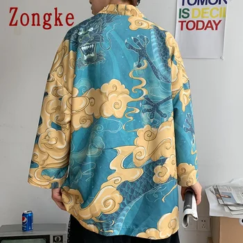 Zongke Kimono Cardigan Barbati Tricou Cu imprimeu Vintage Tricou Tricouri Barbati Pentru Barbati Haine Harajuku Bluza M-5XL 2021 Noi