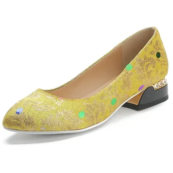 MORAZORA 2020 vara fierbinte de vânzare dulce femeile pompe de moda a subliniat toe culoare galben pantofi de femeie partid clasic de pantofi femei