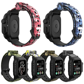 Curea de camuflaj Silicon pentru Apple Watch SE Caz Seria 6 5 4 3 Capac rezistent la apa 40mm 44mm 42mm Sport Coajă de Protecție