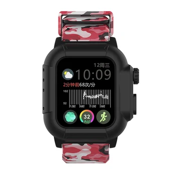 Curea de camuflaj Silicon pentru Apple Watch SE Caz Seria 6 5 4 3 Capac rezistent la apa 40mm 44mm 42mm Sport Coajă de Protecție