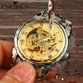 Scheletul Automate Mecanice Ceasuri pentru Barbati Brand de Top de Lux Tourbillon Ceas de mână rezistent la apă Oțel Negru Ceas Reloj Hombre