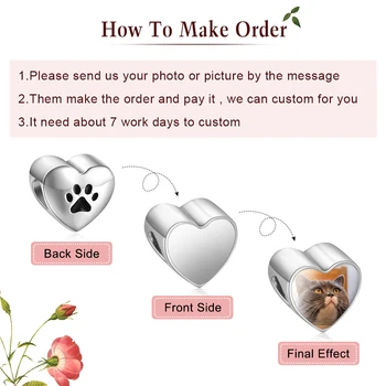 Personalizate Farmece Foto Personalizat Inima Margele pentru Femei Câine animal de Companie Pisica Laba Margele pentru a Face Bijuterii (JewelOra AS101984)