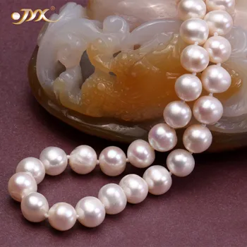 JYX 2019 Înaltă calitate Colier de Perle de 6-7mm Alb Clasic Rotund Plat Natural de apă Dulce Colier de Perle de Cultură De 18