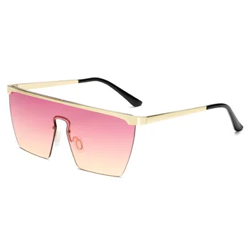 Noi fără ramă Supradimensionat ochelari de Soare Femei Bărbați Metal bucăți Pătrate de sex Feminin de Ochelari de Soare Gradient de Nuante pline de culoare UV400 oculos