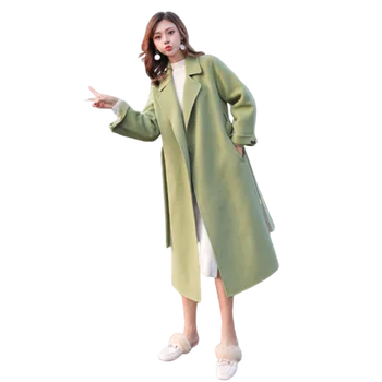 2021 NOU Toamna Iarna Blana Femei, Haine de Lana Cu Centura Paltoane Secțiunea Lung Canadiană Lână Jachete Îmbrăcăminte exterioară pentru Femei Haina