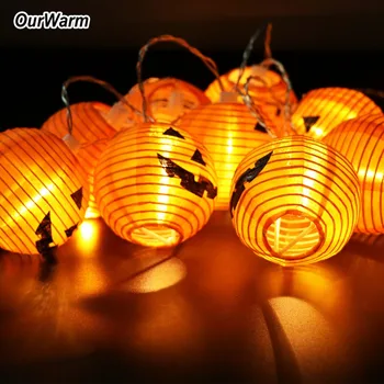 OurWarm Dovleac Șir de Lumini de Halloween Dovleac Decorare 1,2 M 10 LED Șir de Lumini Alimentat cu Baterii, Lumini de Gradina Indooring Led