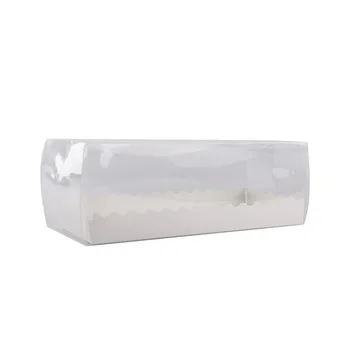 LBSISI Viața 10buc Elvețian Tort de Ambalare Cutie Plastic transparent Rola Cutii Dreptunghi de Copt Tort de Mult Desert pentru patiserie Cu Panglică