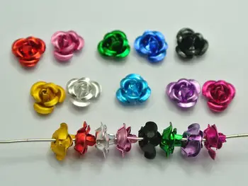 1000 Color Amestecat Metal Aluminiu a Crescut de Flori Margele de 6mm
