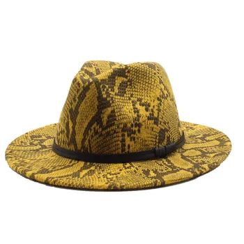 Seioum Toamna Iarna Model Sarpe Jazz Pălării Fedora Lână Simțit Capac Margine Largă Chapeu Panama Petrecere Formală Hat pentru Barbati Femei