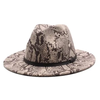 Seioum Toamna Iarna Model Sarpe Jazz Pălării Fedora Lână Simțit Capac Margine Largă Chapeu Panama Petrecere Formală Hat pentru Barbati Femei