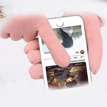 Femei De Iarnă În Aer Liber Conducere Touch Ecran Mănuși De Broderie Frunze Îngroșa Pluș Căptușite Termică Se Întind Pe Întregul Deget Degetul De Mână