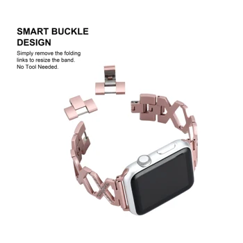 JANSIN Diamante din Oțel Inoxidabil Curea pentru Apple Watch serie SE 6 5 4 3 watchband Femei Brățară iWatch trupa 38mm 42mm 40mm 44mm