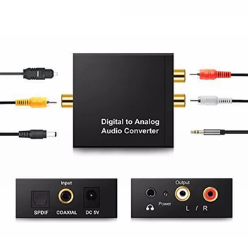 3.5 MM RCA de la Digital la Analog Convertor Audio Amplificator cu Decodor Fibra Optica Toslink Coaxial DAC USB Amplificatoare Stereo Spdif