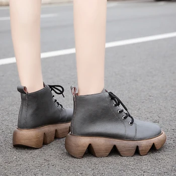 Cizme Pentru Femei La Modă Britanic Glezna Cizme Lucrate Manual Pantofi Impermeabil Platforma Talpa Groasă Casual Martin Cizme Pentru Femei