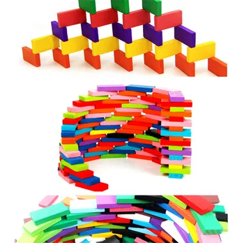 120pcs/set Copii din Lemn de Culoare Domino Blocuri de Construcție de Model Kituri de Învățare Jucarii Educative din Lemn Domino Cărămizi Cadou Pentru Copii