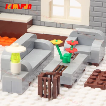 80buc Oraș Casă de zi, Mobilier Camera de zi Canapea Tabelul de BRICOLAJ Blocuri Caramizi Jucarii Accesorii Decora Compatibile cu Lego