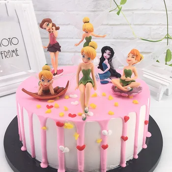 Drăguț Domnișoara Bell Cake Topper din PVC figura Printesa Zana Zarina Rosetta Valuri Cafeniu PVC Figura Tort de Decorare