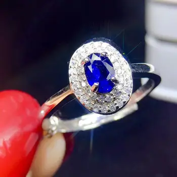 Inel clasic, natural safir inel, argint 925, simplu și delicat, inel de damă