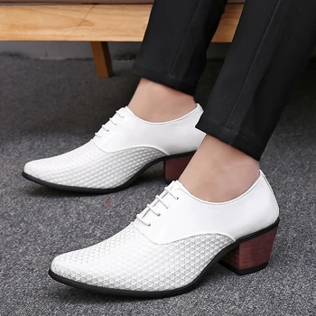 2020 Bărbați Alb Formale Pantofi Cu Tocuri Înalte Oxfords Moale Mocassin Homme Chaussure Înălțime Crește Rochie De Conducere Pantofi Cu Barca Gommino