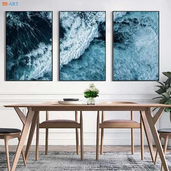 Natura Ocean Poster Valuri De Arta De Imprimare Tropicale De Coastă De Perete De Arta Minimalist Modern, Panza Pictura Pe Perete Poze Decor Acasă