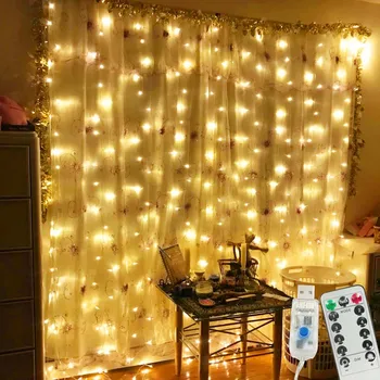 Ghirlandă Perdea de 3Mx3M beculețele de Crăciun, Lumini de Interior 3Mx1M Feston LED Ghirlanda LED-uri Decoratiuni de Craciun pentru Casa