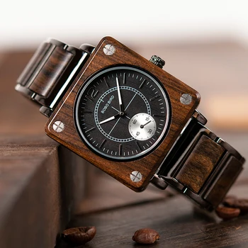 BOBO PASĂRE de Lux de Top din Lemn de Ceasuri Bărbați Cuarț Ceas de mână Ceas Nou Design Mai bun Cadou relogio masculino În Cutie de Cadou L-R14