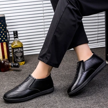 2020 Barbati Pantofi Cald Iarna Ghete Barbati de Moda Cizme de Zapada Pentru Barbati de Cauzalitate Pantofi Negru Adidasi Barbati din Piele botas masculina