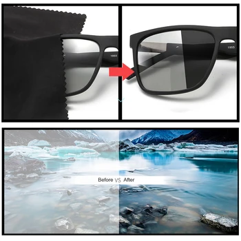 HBK Avansate Pătrat TR90 Fotocromatică ochelari de Soare Polarizat Bărbați Femei Driver Lumina Interschimbabile de Adaptare Lentile Ochelari de Soare