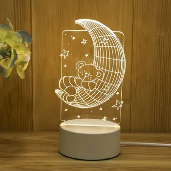 Cadou de Ziua îndrăgostiților Lumina de Noapte aibă Copii Decor Drăguț Dragoste 3D Acrilice LED Lampă de Noptieră Crescut Urs Cadou de Paște Decor