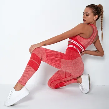 RUUHEE Yoga Seturi de Înaltă Talie Jambiere Sutien Yoga Costum de Fitness fără Sudură Antrenament Set Sport, Jambiere Sport Imbracaminte Sport pentru Femei