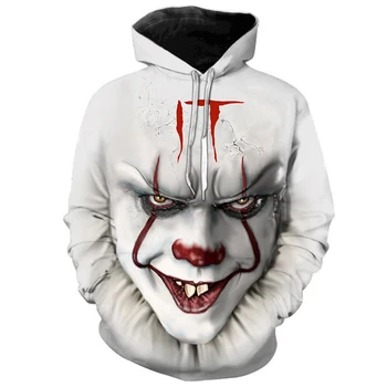Joker Amuzant 3D Hanorac Halloween Nebun Zâmbet Pulover cu Maneci Lungi Tricou Haine de Moda Cool Unisex streetwear mens hoodies