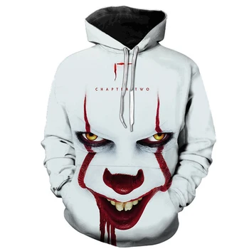 Joker Amuzant 3D Hanorac Halloween Nebun Zâmbet Pulover cu Maneci Lungi Tricou Haine de Moda Cool Unisex streetwear mens hoodies